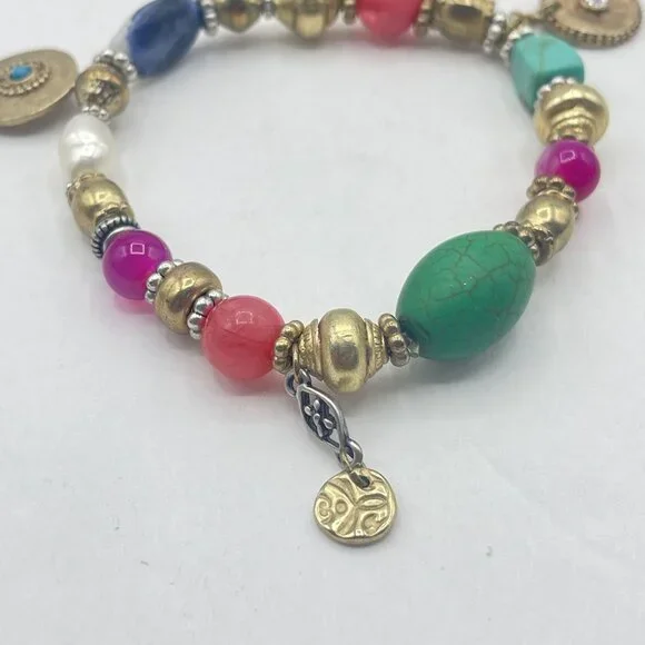 Chico's Multi-Color Beaded Bracelet With Gold Accents & Charms - Picture 5 of 5